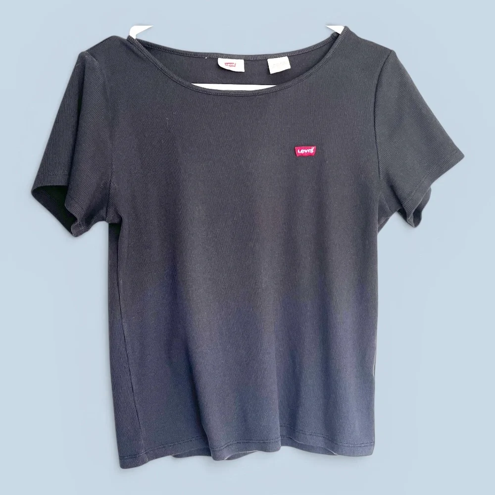 Levi's Black Ribbed Tee Size Large - Picture 1 of 5